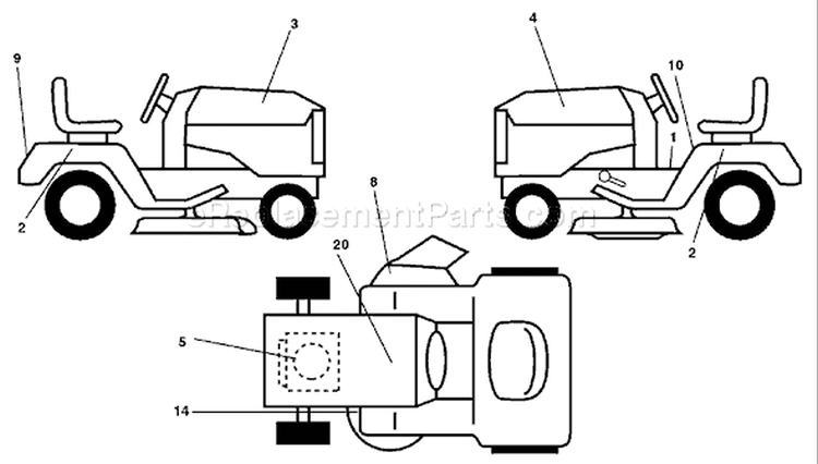 Page B Diagram and Parts List for 180 YTH  954140010F -1998-07 Husqvarna Lawn Tractor