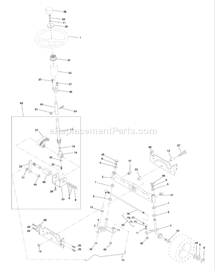 Page J Diagram and Parts List for 180 YTH  954140010F -1998-08 Husqvarna Lawn Tractor