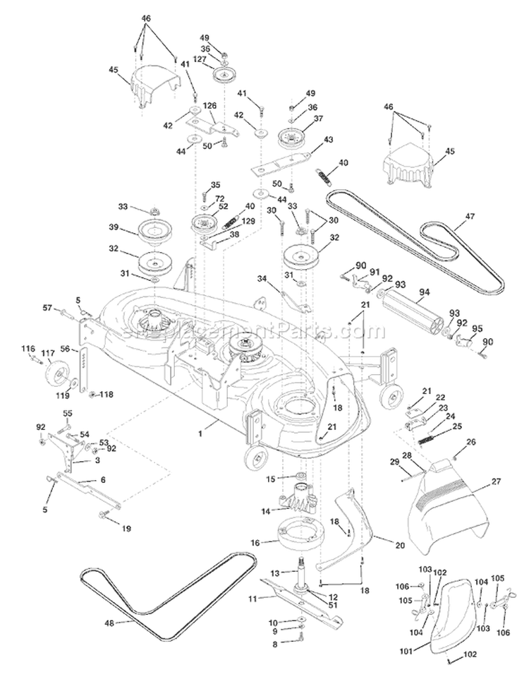 Page F Diagram and Parts List for 180 YTH  954140010H -1999-03 Husqvarna Lawn Tractor