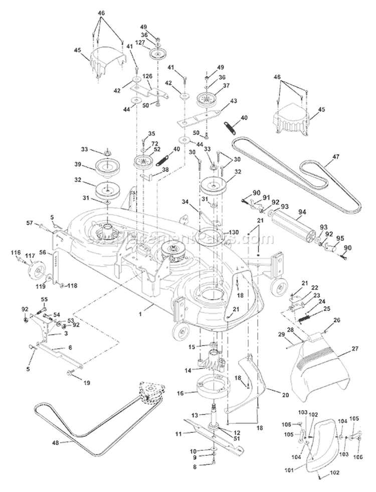 Page F Diagram and Parts List for 180 YTH  954140109B -1999-11 Husqvarna Lawn Tractor