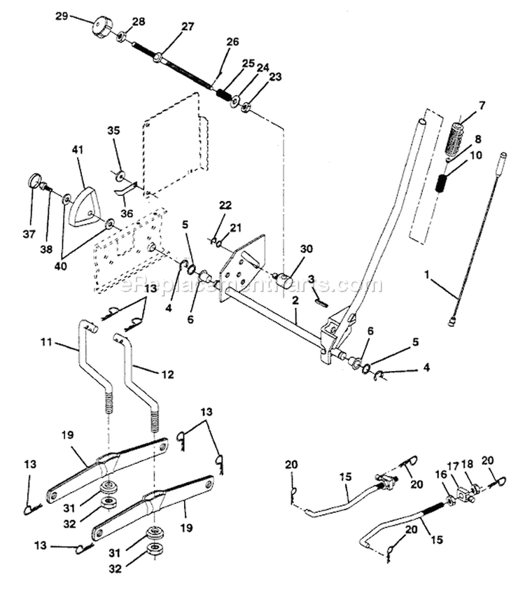 Page H Diagram and Parts List for 180 YTH  HC18VH42A -954002761 -1994-10 Husqvarna Lawn Tractor