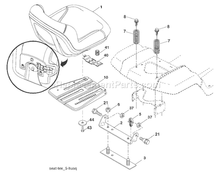 Page H Diagram and Parts List for 1848XPT YTH  96043000701 -2006-03 Husqvarna Lawn Tractor