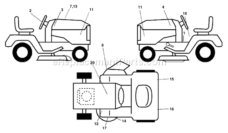 Page B Diagram and Parts List for 1848XP YTH  2003-11 Husqvarna Lawn Tractor
