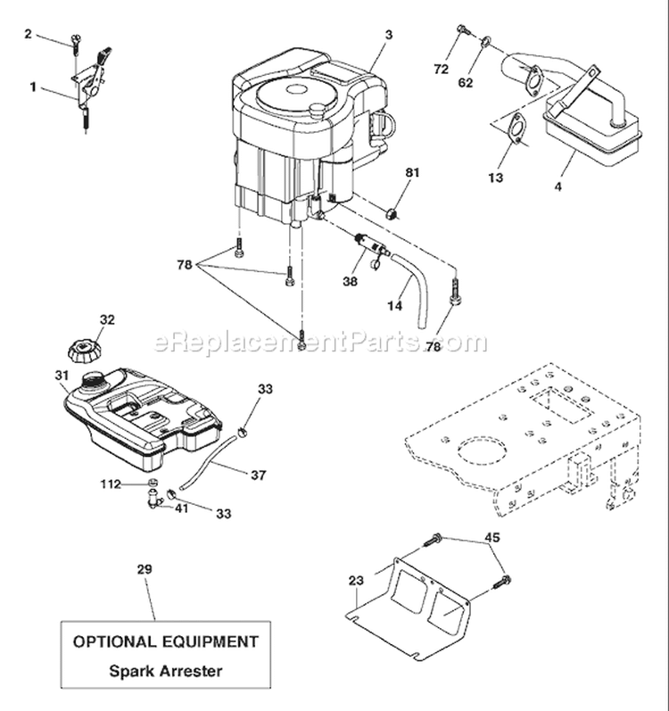 Page E Diagram and Parts List for 18542 YTH  96013000200 -2004-11 Husqvarna Lawn Tractor