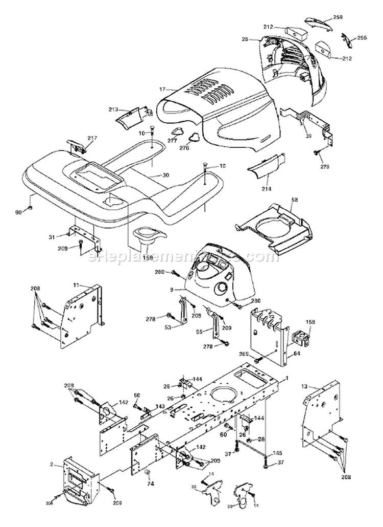 Page A Diagram and Parts List for 2042 YTH  96013000600 -2005-10 Husqvarna Lawn Tractor