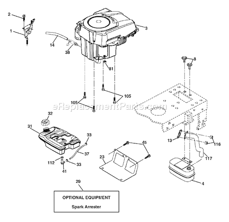 Page E Diagram and Parts List for 2042 YTH  96013000600 -2005-10 Husqvarna Lawn Tractor