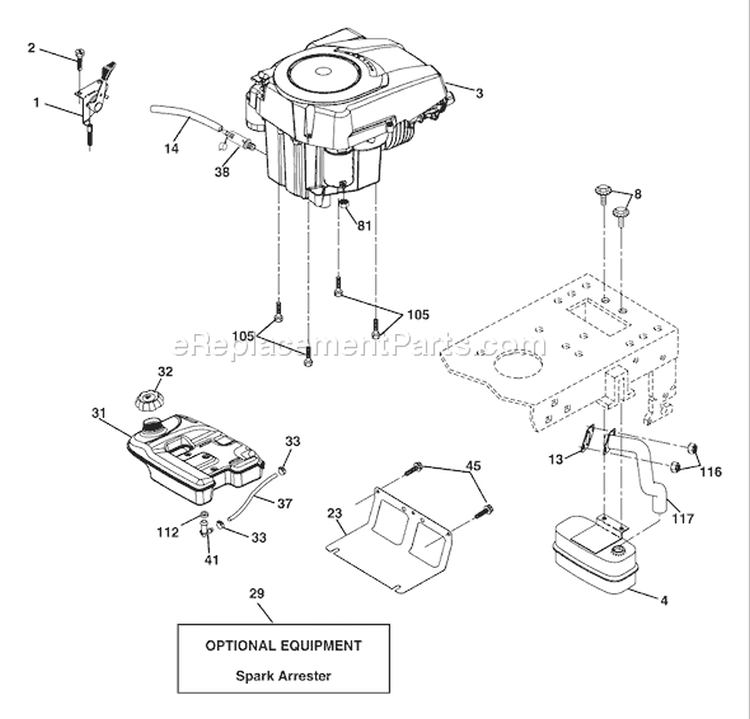 Page F Diagram and Parts List for 2042 YTH  96013000601 -2005-10 Husqvarna Lawn Tractor