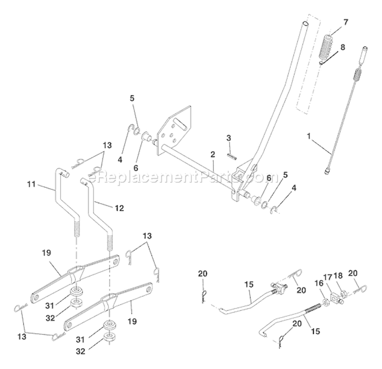 Page H Diagram and Parts List for 2042 YTH  96013000601 -2005-10 Husqvarna Lawn Tractor
