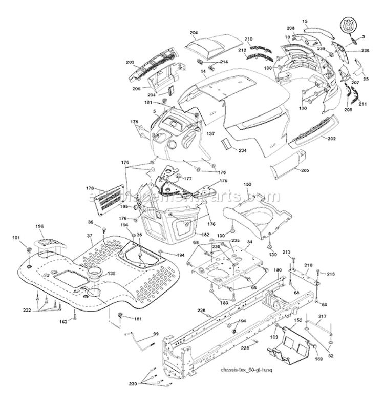 Page A Diagram and Parts List for 2042 YTH  96043003200 -2007-02 Husqvarna Lawn Tractor