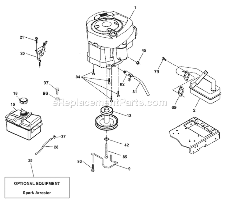 Page E Diagram and Parts List for 2042 YTH  96043003200 -2007-02 Husqvarna Lawn Tractor