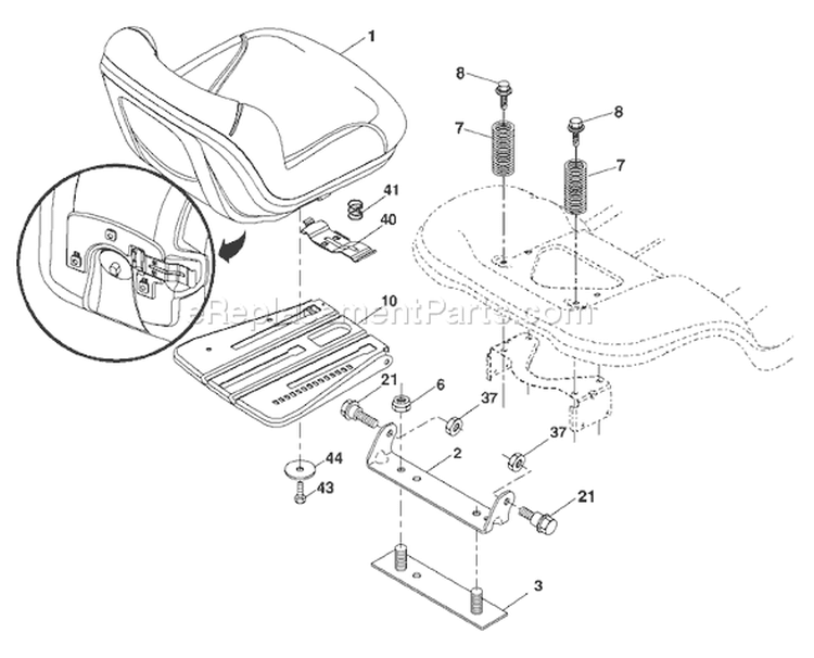 Page H Diagram and Parts List for 2042 YTH  96043003200 -2007-02 Husqvarna Lawn Tractor