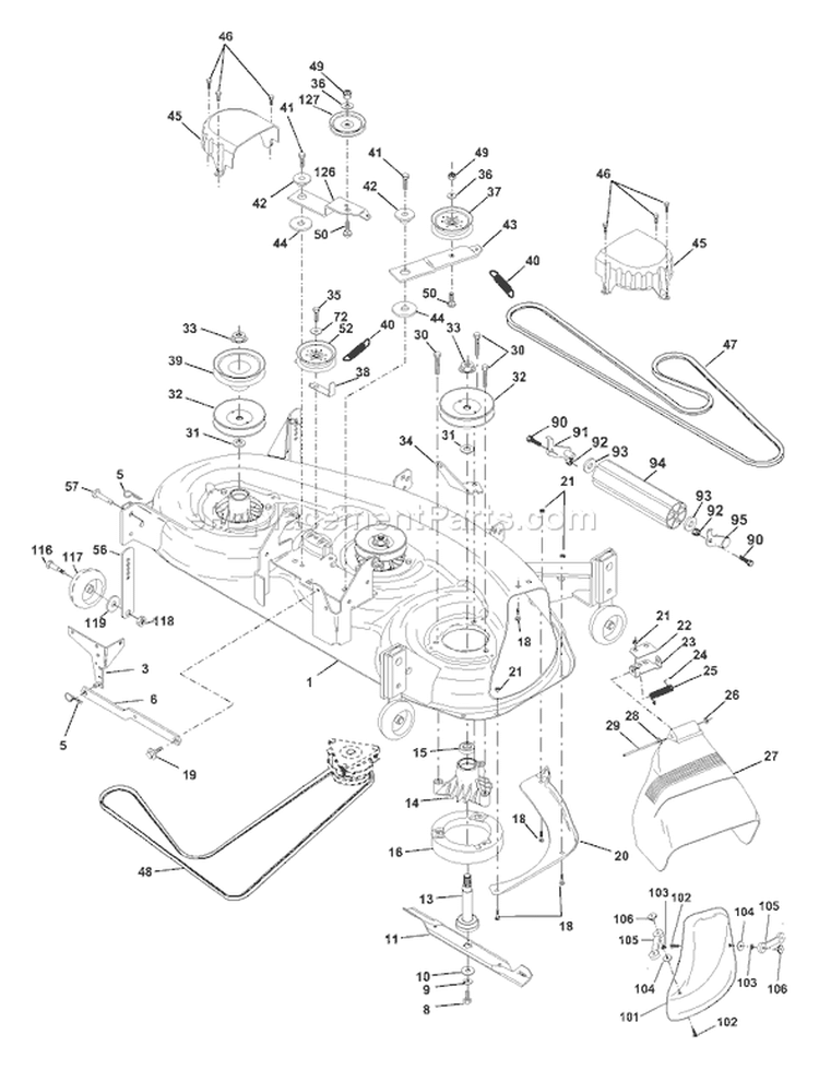 Page F Diagram and Parts List for 2046B YTH  954567079 -2001-01 Husqvarna Lawn Tractor