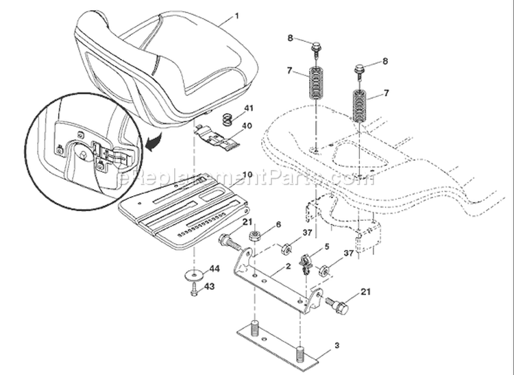 Page H Diagram and Parts List for 20B42T YTH  96043002001 -2006-01 Husqvarna Lawn Tractor