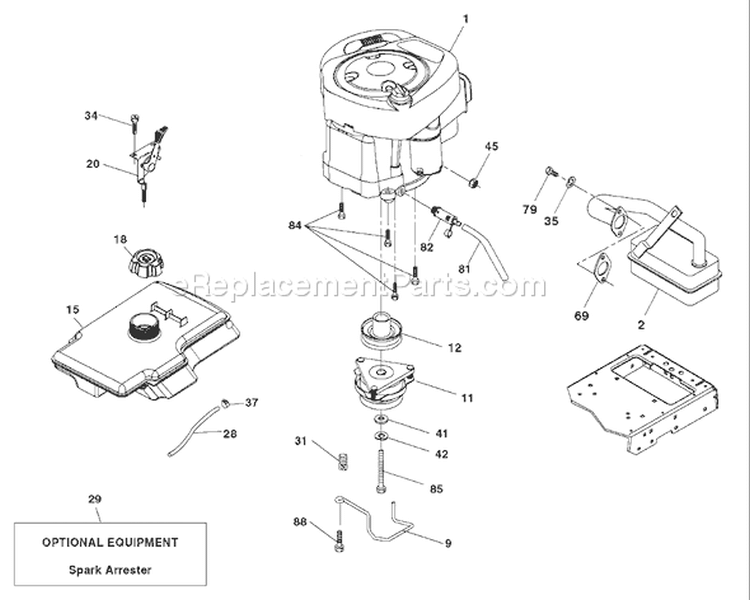 Page E Diagram and Parts List for 20B42T YTH  96043002002 -2006-03 Husqvarna Lawn Tractor