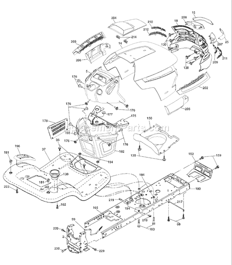 Page A Diagram and Parts List for 20B42T YTH  96043002003 -2006-08 Husqvarna Lawn Tractor