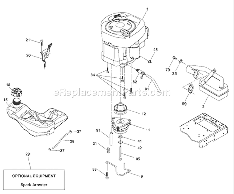 Page E Diagram and Parts List for 20B42T YTH  96043002003 -2006-08 Husqvarna Lawn Tractor