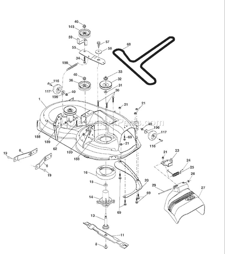 Page F Diagram and Parts List for 20B42T YTH  96043002003 -2006-08 Husqvarna Lawn Tractor