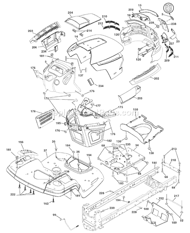 Page A Diagram and Parts List for 20K46 YTH  96043003300 -2006-11 Husqvarna Lawn Tractor