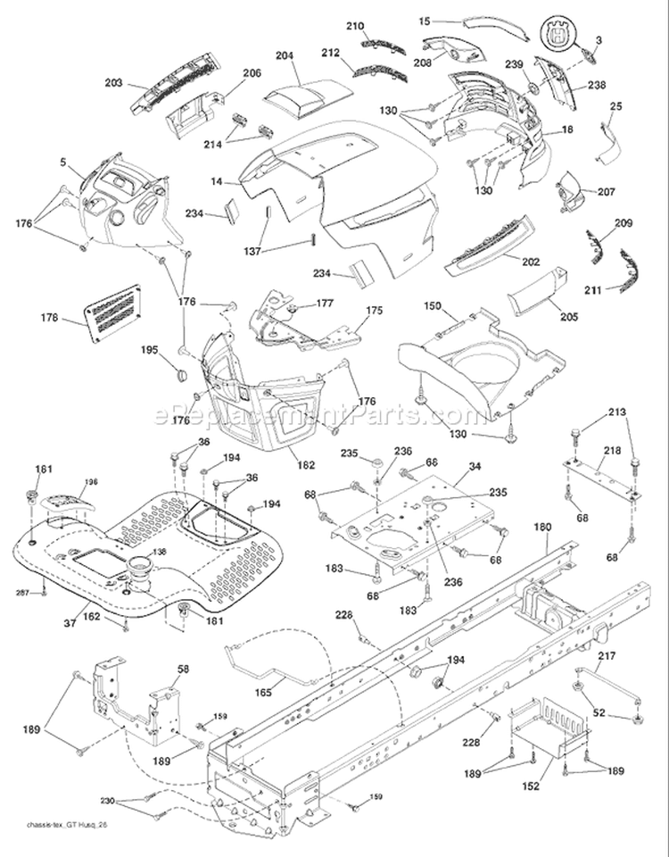 Page A Diagram and Parts List for 20K46 YTH  96043003301 -2008-01 Husqvarna Lawn Tractor