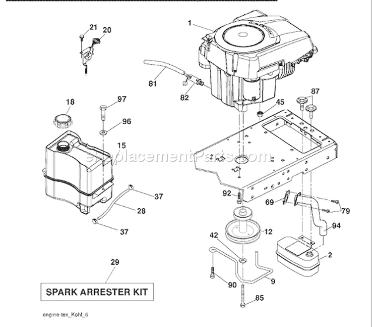 Page E Diagram and Parts List for 20K46 YTH  96043003301 -2008-01 Husqvarna Lawn Tractor