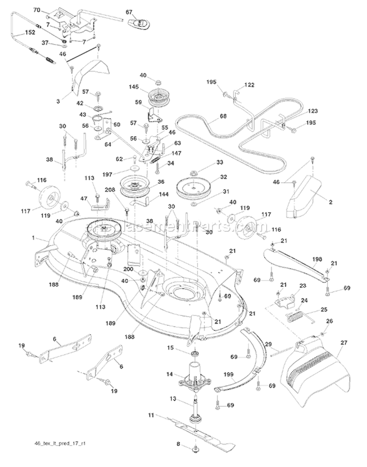 Page F Diagram and Parts List for 20K46 YTH  96043003301 -2008-01 Husqvarna Lawn Tractor