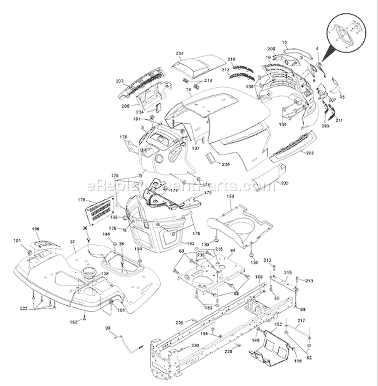 Page A Diagram and Parts List for 20K46 YTH  96045000400 -2006-11 Husqvarna Lawn Tractor