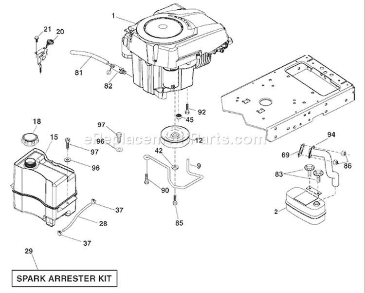 Page E Diagram and Parts List for 20K46 YTH  96045000401 -2007-07 Husqvarna Lawn Tractor