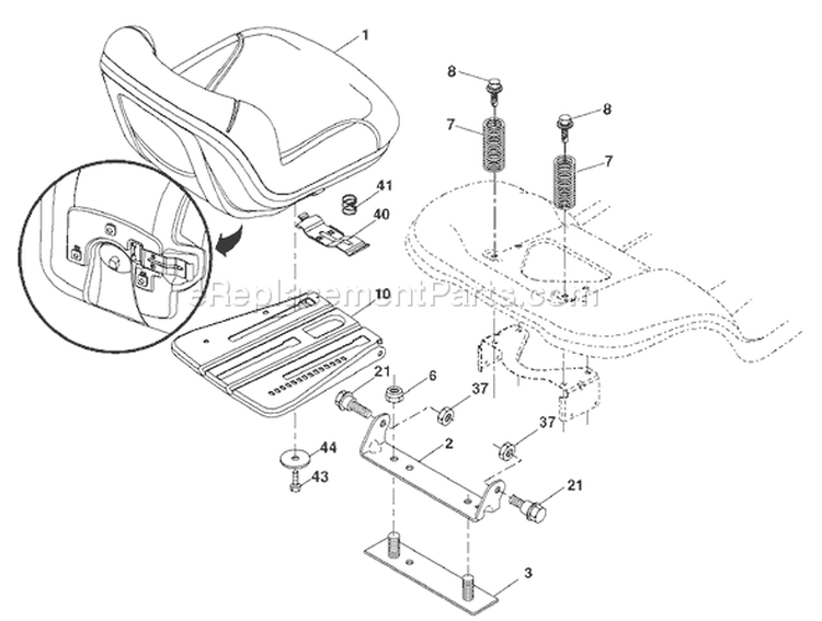 Page H Diagram and Parts List for 20K46 YTH  96045000401 -2007-07 Husqvarna Lawn Tractor