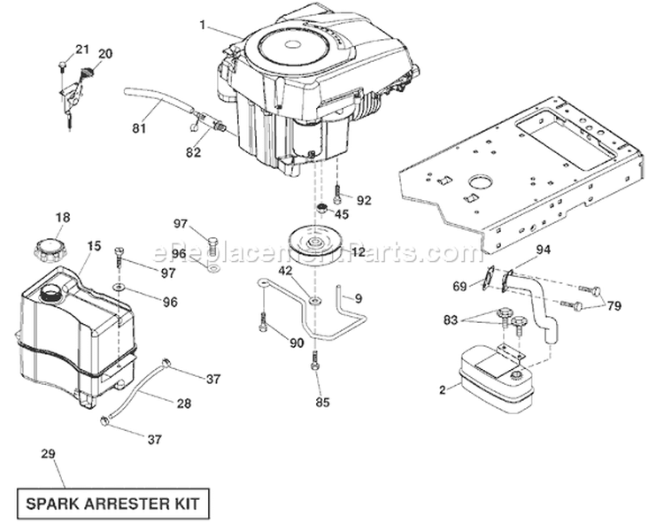 Page E Diagram and Parts List for 20K46 YTH  96045000402 -2007-07 Husqvarna Lawn Tractor