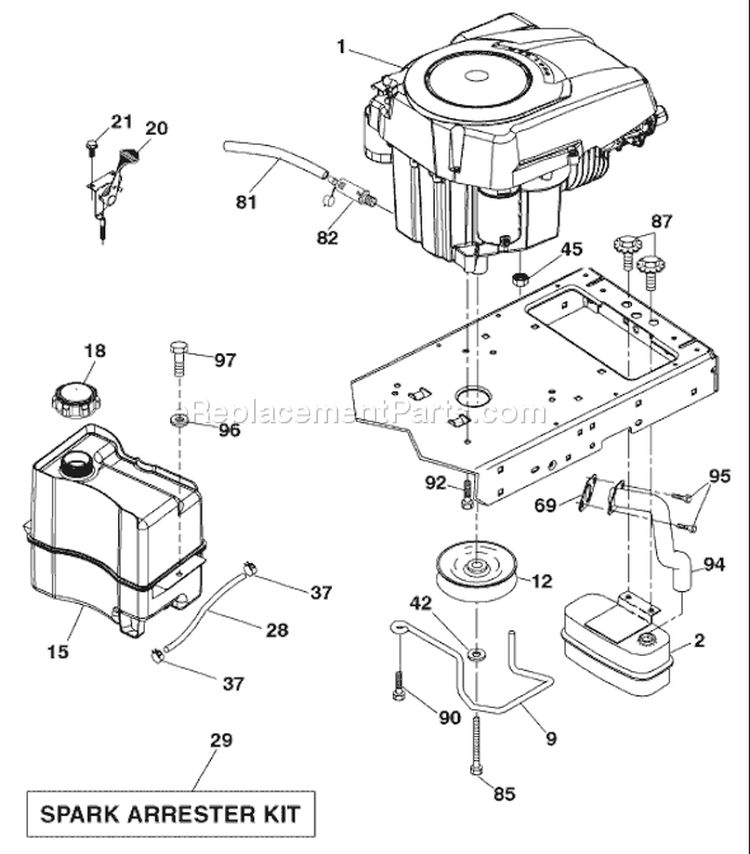 Page E Diagram and Parts List for 20K46 YTH  96045000403 -2007-10 Husqvarna Lawn Tractor