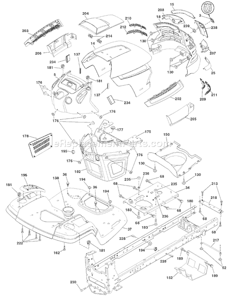 Page A Diagram and Parts List for 20K46 YTH  96045000404 -2007-10 Husqvarna Lawn Tractor