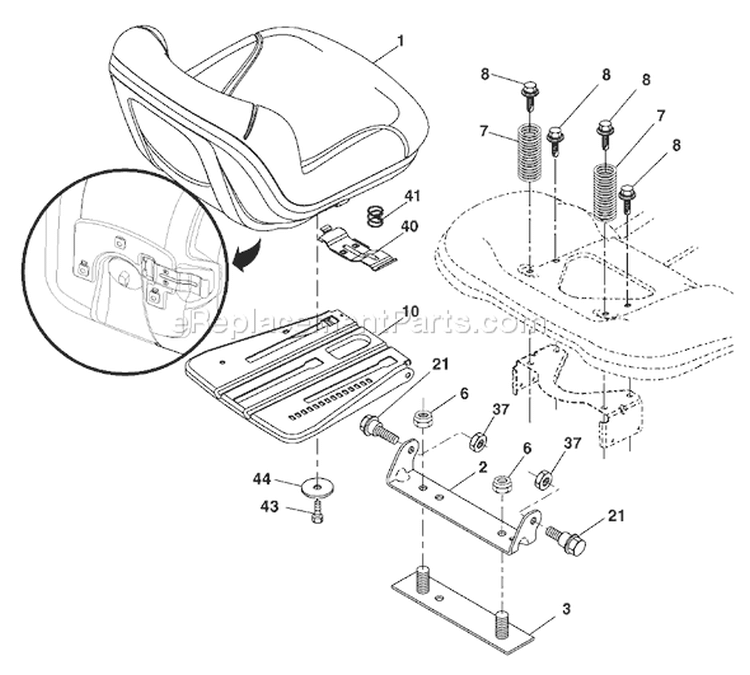 Page H Diagram and Parts List for 20K46 YTH  96045000404 -2007-10 Husqvarna Lawn Tractor