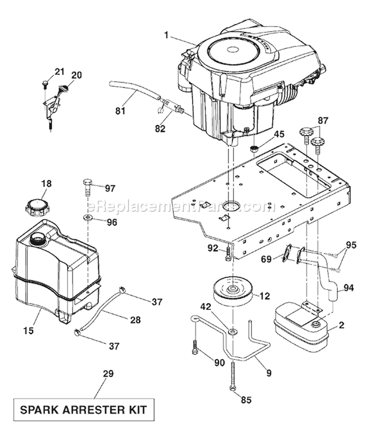 Page E Diagram and Parts List for 20K46 YTH  96045000405 -2008-01 Husqvarna Lawn Tractor