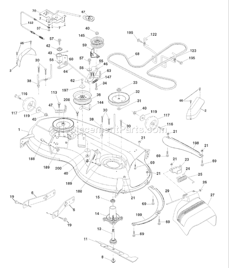 Page F Diagram and Parts List for 20K46 YTH  96045000405 -2008-01 Husqvarna Lawn Tractor