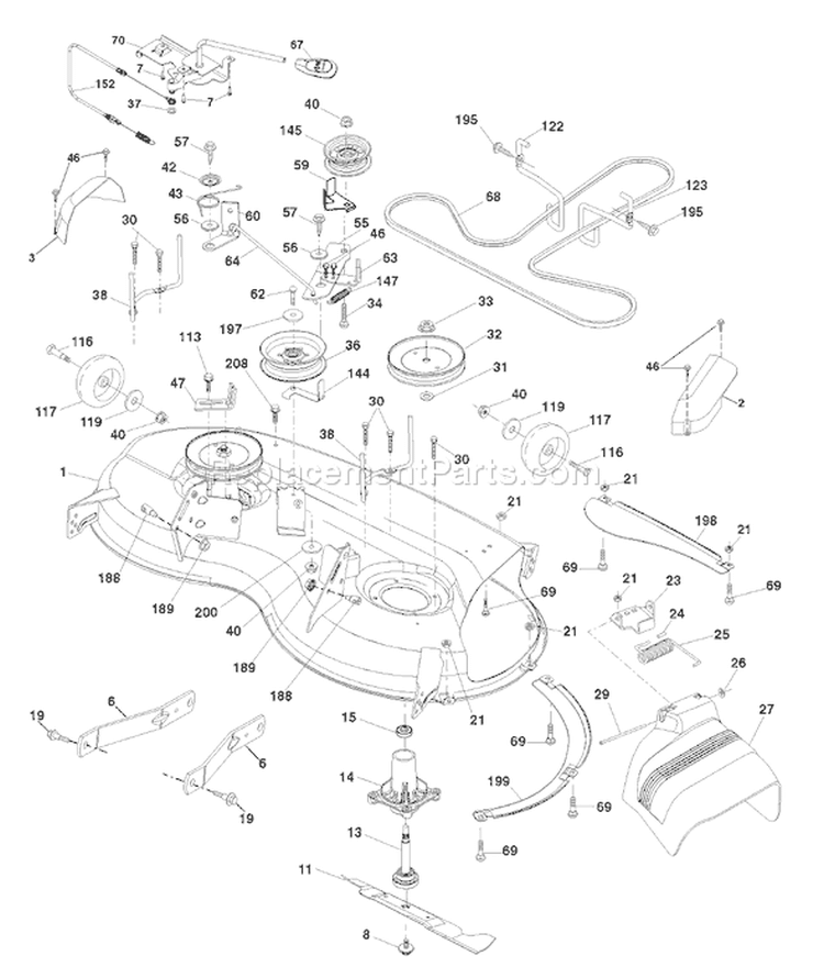 Page F Diagram and Parts List for 20K46 YTH  96045000406 -2008-03 Husqvarna Lawn Tractor