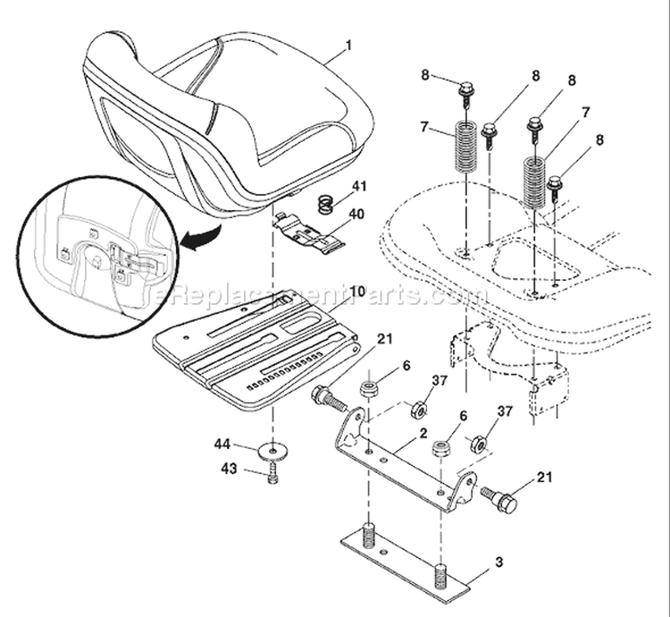 Page H Diagram and Parts List for 20K46 YTH  96045000406 -2008-03 Husqvarna Lawn Tractor