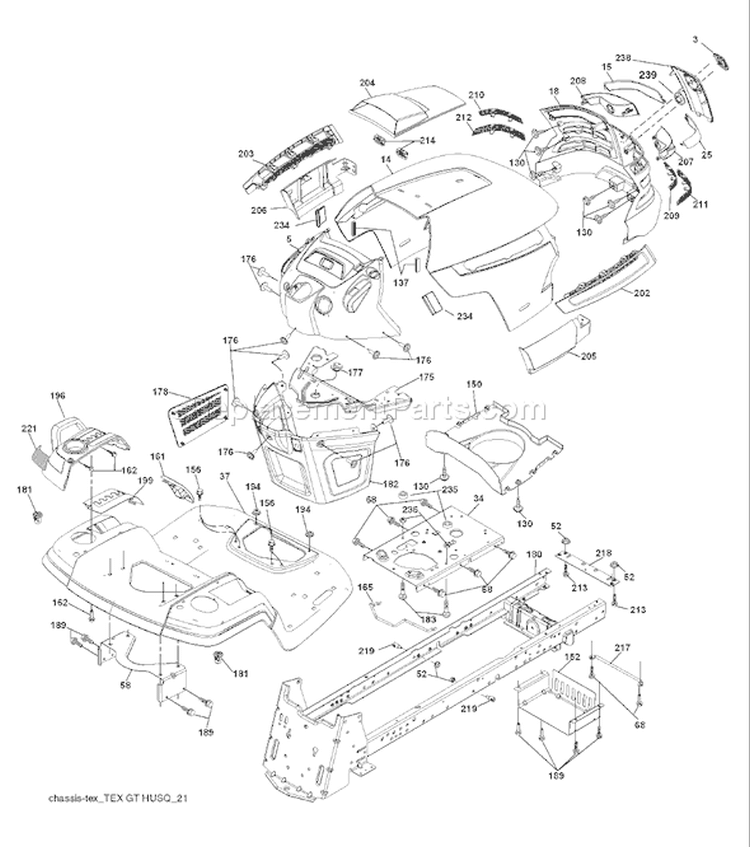 Page A Diagram and Parts List for 2146XP YTH  CA -96043005200 -2007-12 Husqvarna Lawn Tractor