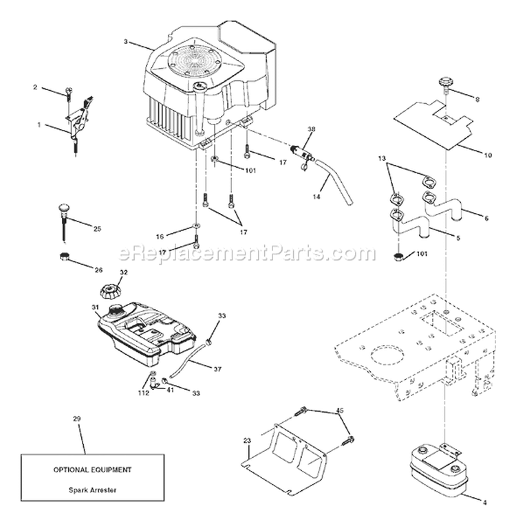 Page E Diagram and Parts List for 2242B YTH  954570383 -2003-01 Husqvarna Lawn Tractor