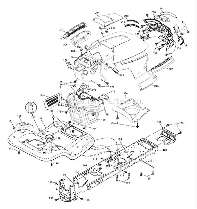 Page D Diagram and Parts List for 2242T YTH  917.279181 -2006-05 Husqvarna Lawn Tractor