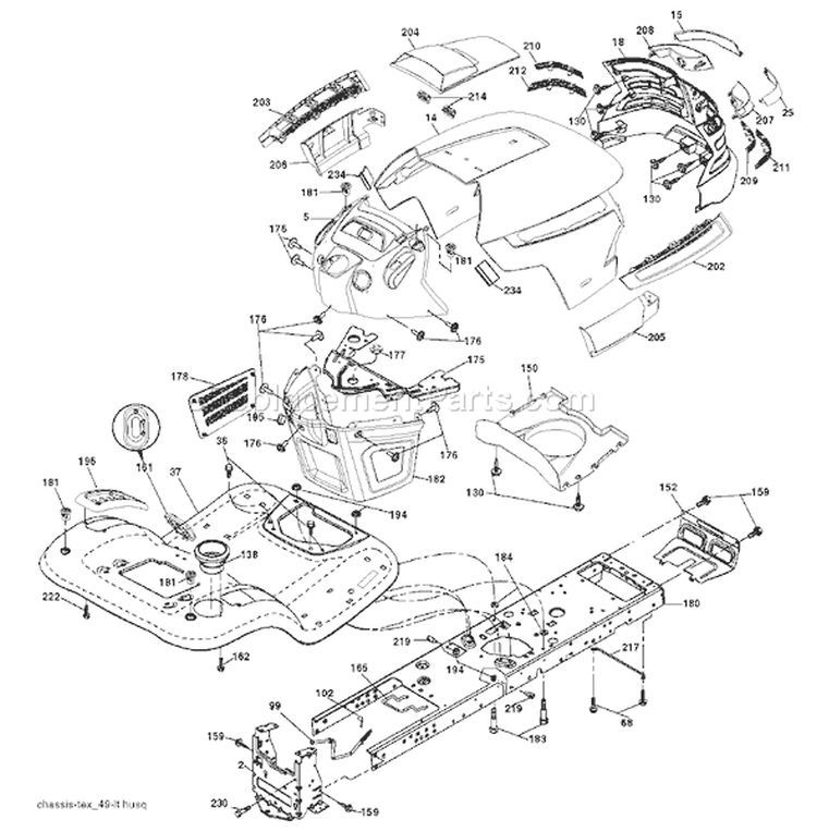 Page A Diagram and Parts List for 2242T YTH  96043002101 -2006-03 Husqvarna Lawn Tractor
