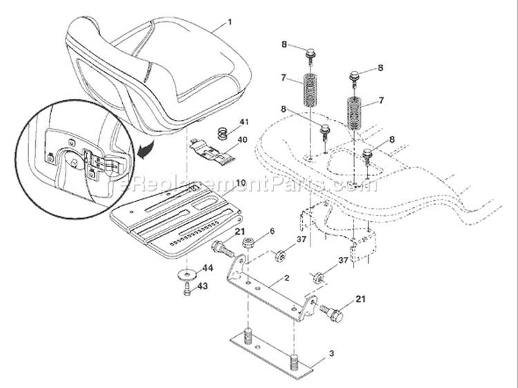 Page H Diagram and Parts List for 2242T YTH  96043002101 -2006-03 Husqvarna Lawn Tractor