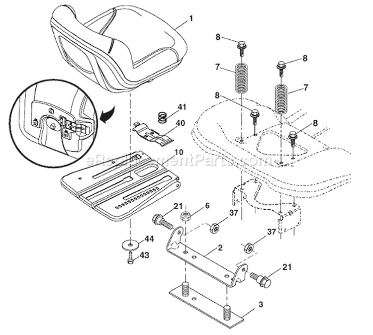 Page H Diagram and Parts List for 2348 YTH  96043003501 -2008-01 Husqvarna Lawn Tractor