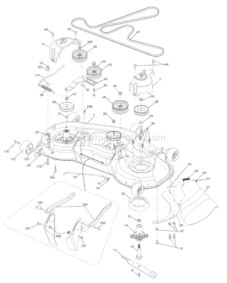 Page F Diagram and Parts List for 2348 YTH  96045000501 -2008-02 Husqvarna Lawn Tractor