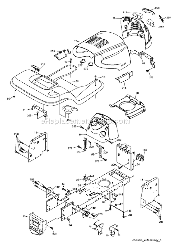 Page A Diagram and Parts List for 2448 YTH  96013000700 -2005-09 Husqvarna Lawn Tractor