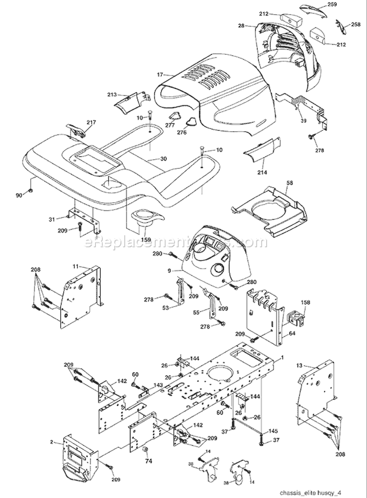 Page A Diagram and Parts List for 2448 YTH  96015000100 -2005-03 Husqvarna Lawn Tractor