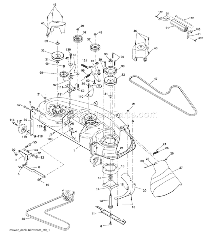 Page F Diagram and Parts List for 2448 YTH  96015000100 -2005-03 Husqvarna Lawn Tractor