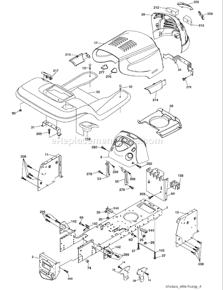 Page A Diagram and Parts List for 2448 YTH  96015000101 -2005-03 Husqvarna Lawn Tractor