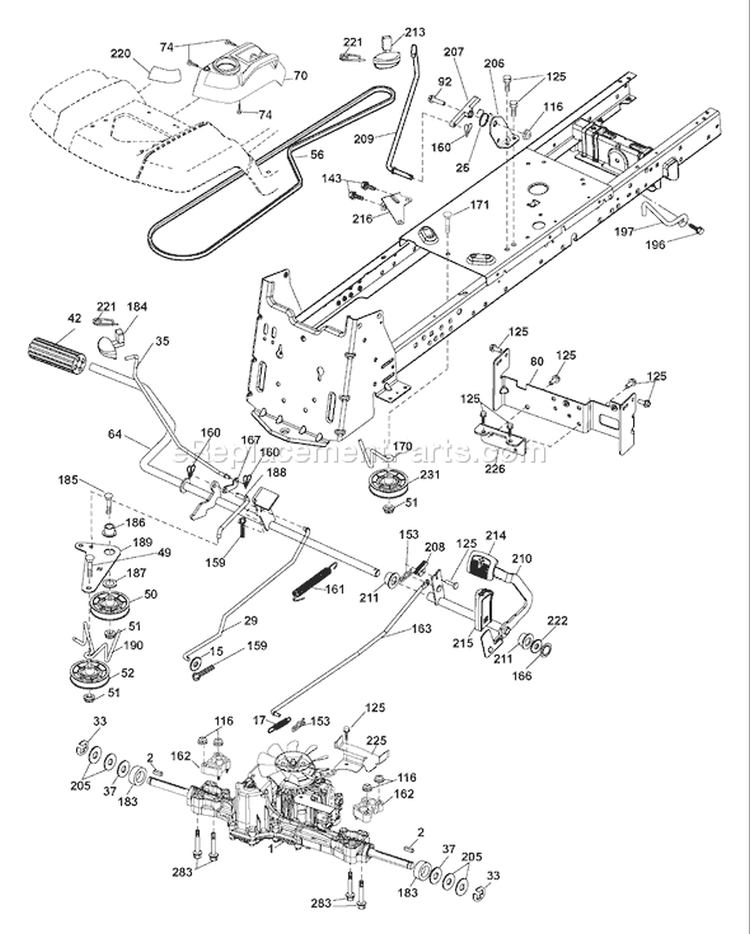 Page C Diagram and Parts List for 2454 YTH  96042004800 -2007-04 Husqvarna Lawn Tractor