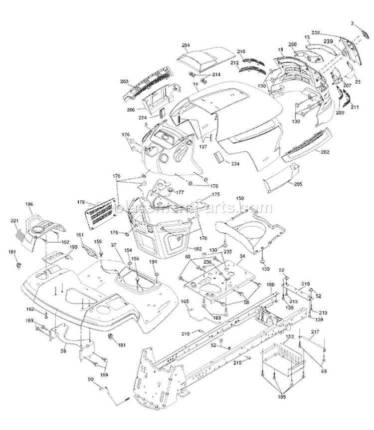 Page A Diagram and Parts List for 2454 YTH  96043003400 -2006-12 Husqvarna Lawn Tractor
