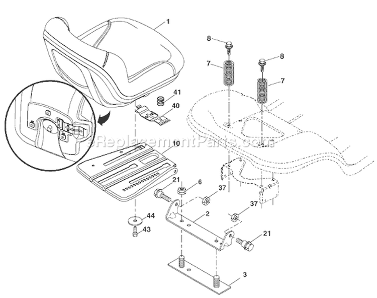 Page H Diagram and Parts List for 2454 YTH  96043003400 -2006-12 Husqvarna Lawn Tractor